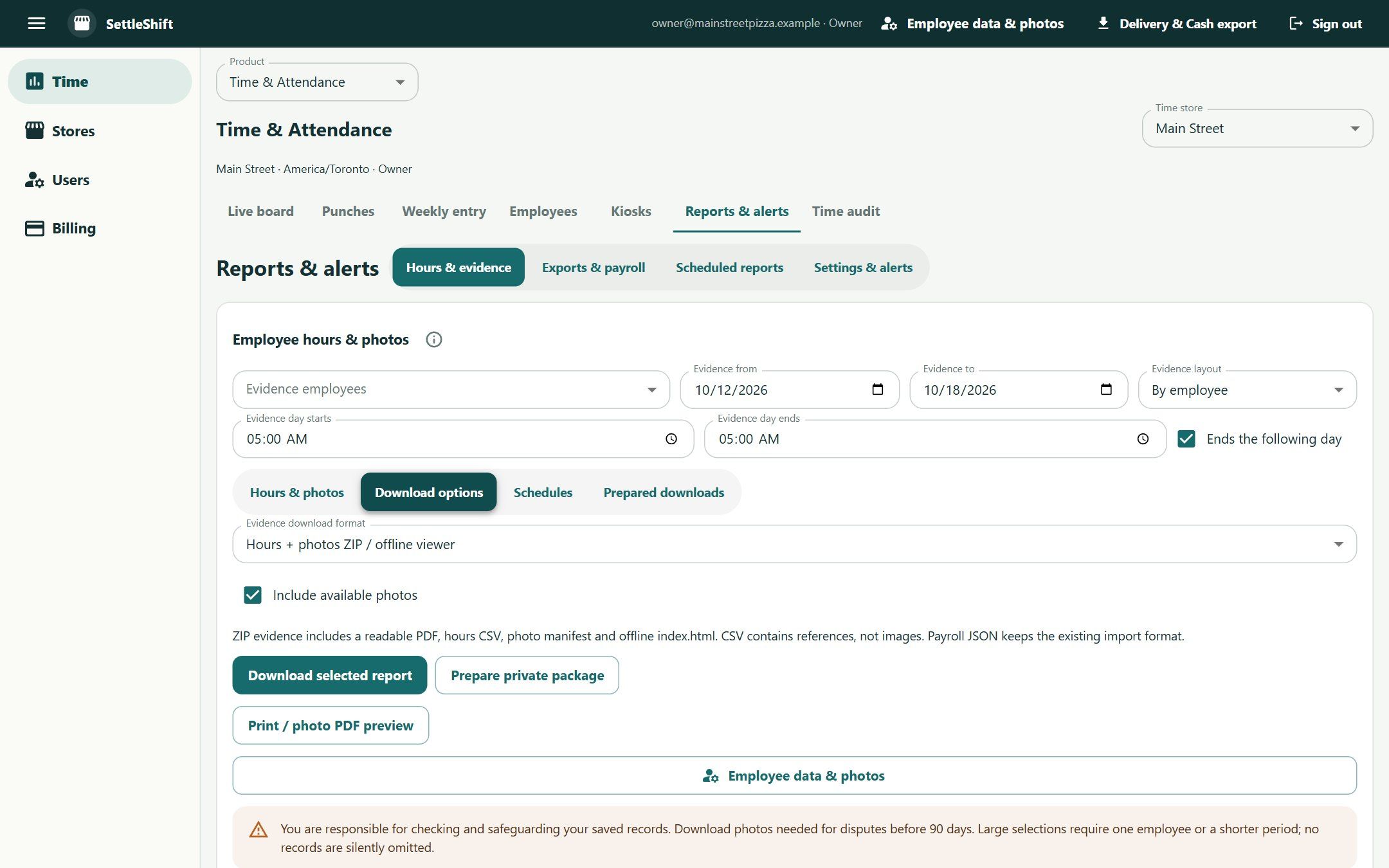 Download for payroll